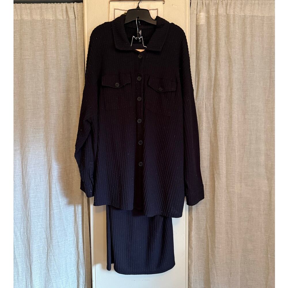 Torrid Black Waffle Knit 3‑Piece Sleep Set | Cozy Lounge | Goth Comfort